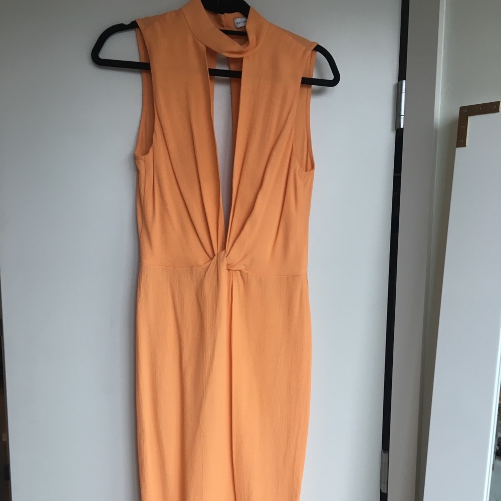 Bec & Bridge pale orange midi dress with high neck